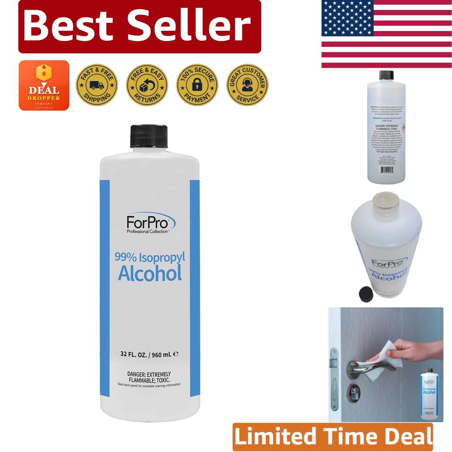 Pure & Unadulterated 32 Fl Oz Isopropyl Alcohol - Perfect for Effective Cleaning