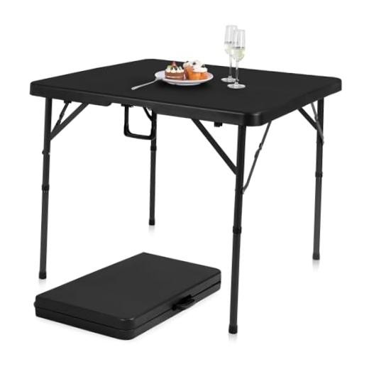 34" Folding Card Table Square Foldable Table Plastic Portable with Black
