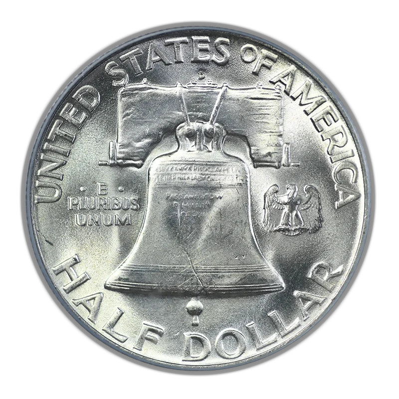 1950-D Franklin Half Dollar 50C PCGS MS64FBL OGH - Full Bell Lines