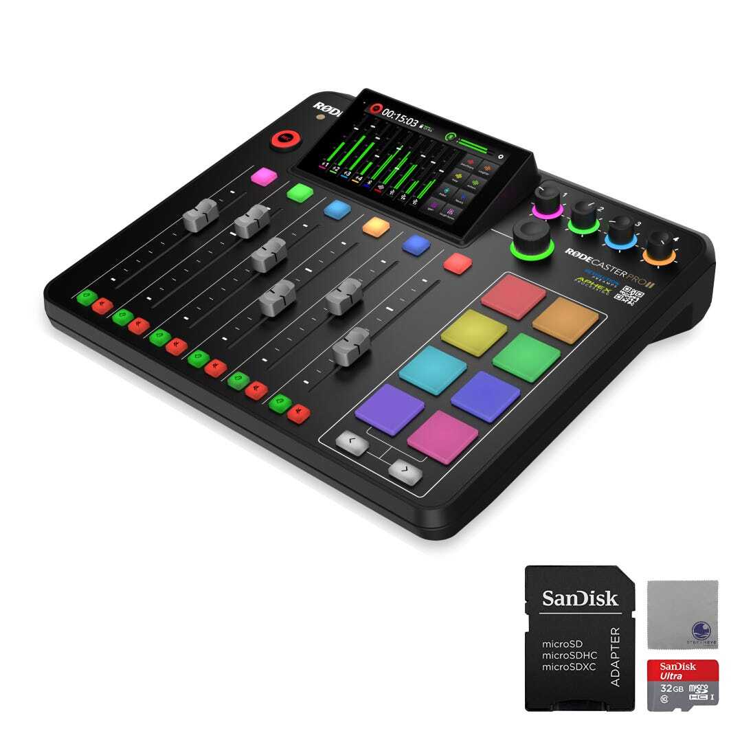 RODECaster Pro II Audio Production Console with 32GB SanDisk microSD Card