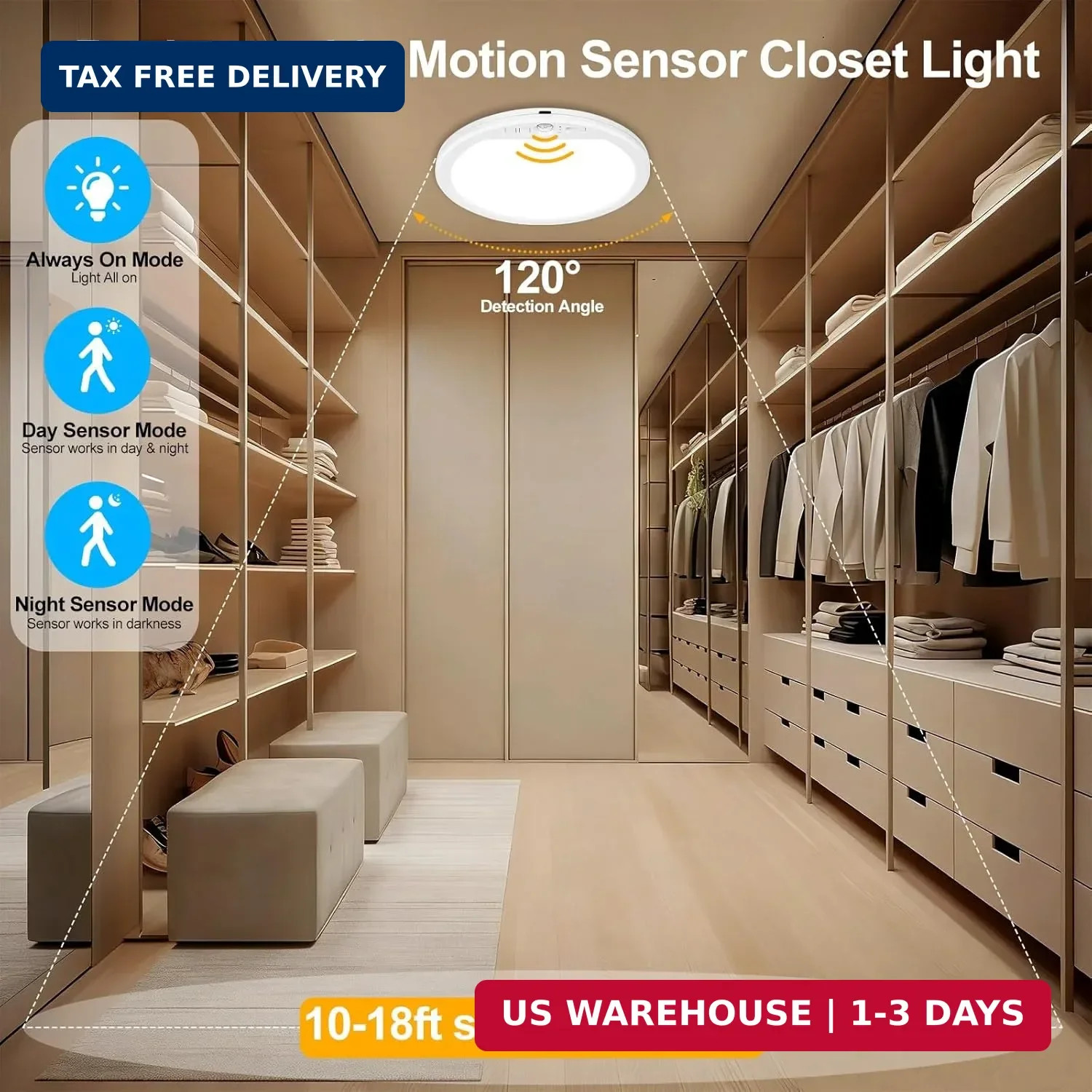OSIDEN Rechargeable Motion Sensor Ceiling Light with Remote | Wireless Magnetic