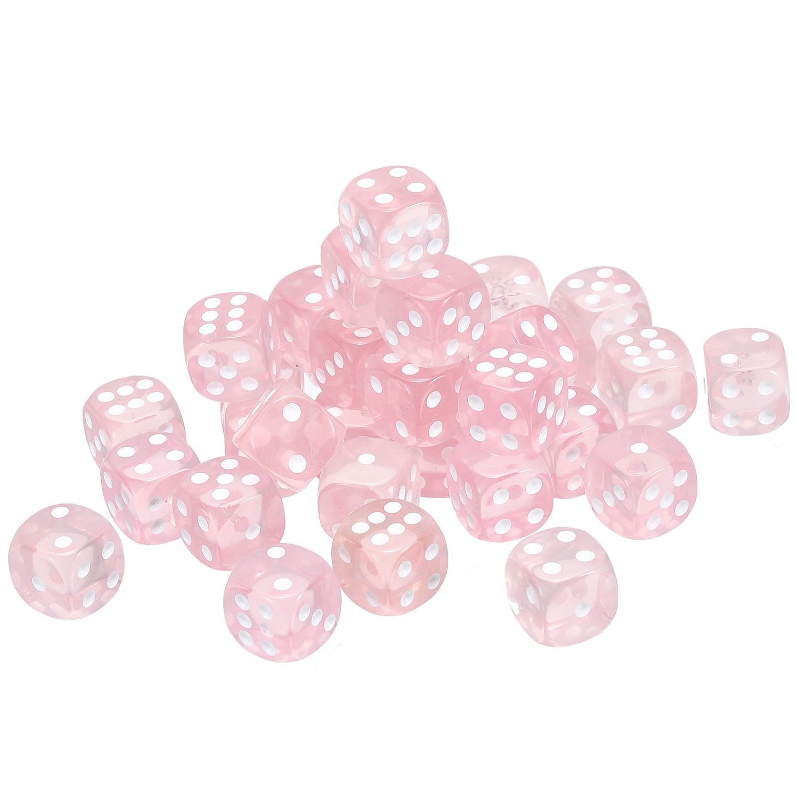 36Pcs 6 Sided Acrylic Dice 14mm/0.55" Rounded Corner Translucent Dice Pink