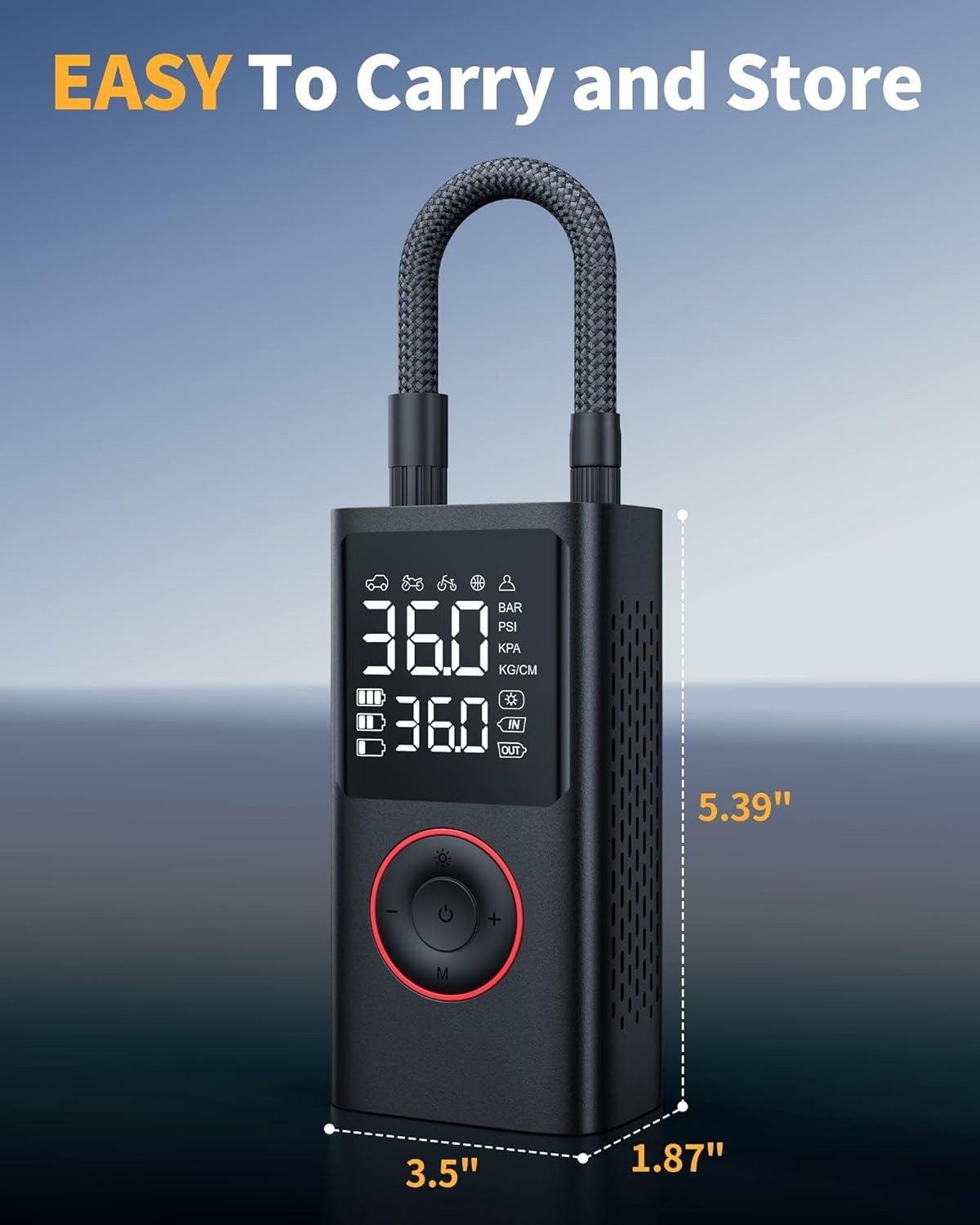 Portable Tire Inflator Air Compressor 150 PSI Cordless Car Bike Pump LED Digital