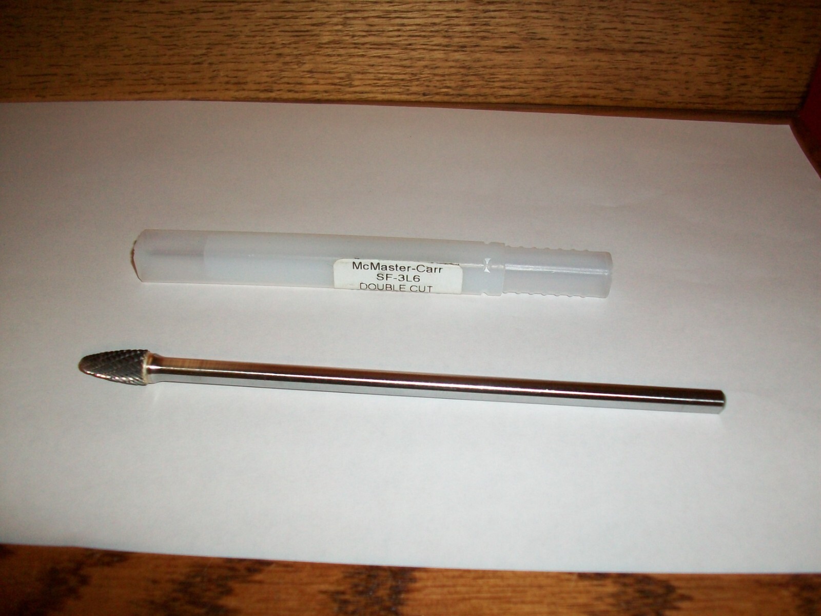 SF3L6- 3/8X3/4-With 1/4"by 6" shaft DOUBLE CUT ROUND TREE CARBIDE BURR-NIB-