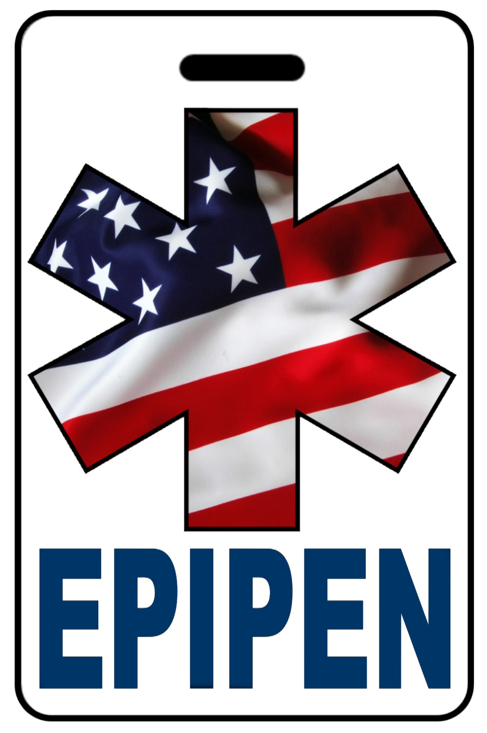 Personalized EPIPEN w/ Patriotic USA Star of Life Luggage/Bag Tag
