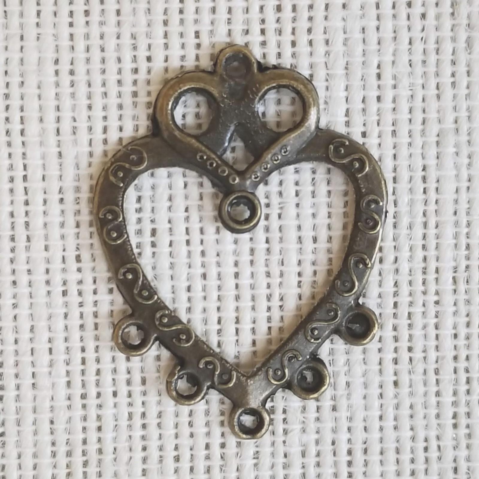 Antiqued Brass Double Heart Chandelier Earring Findings Art Deco Steampunk 2 pcs