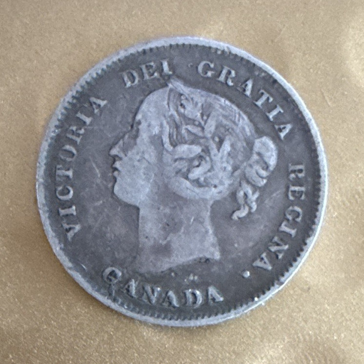 Canada 1897 5C Silver 0.925 Victoria Crowned Reverse BN KM#2 Coin