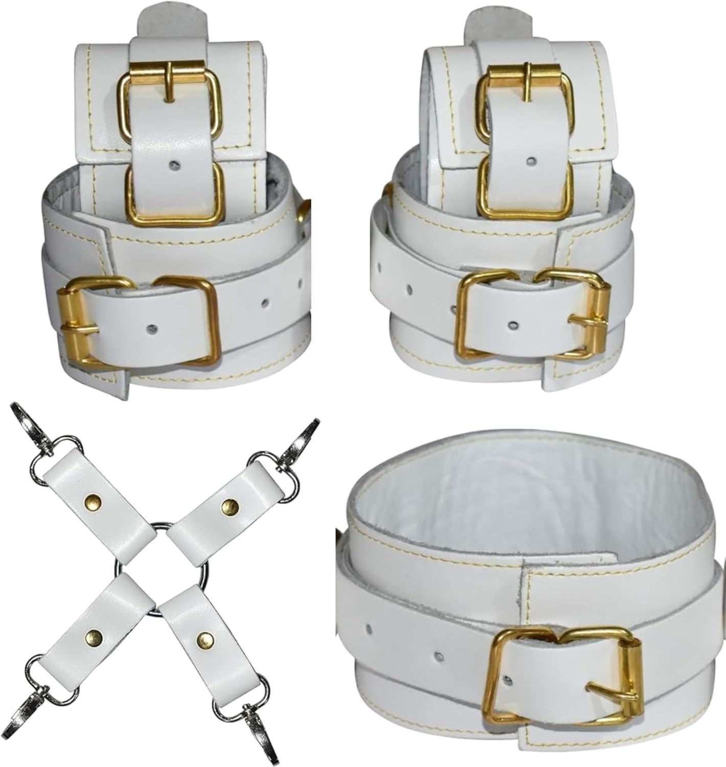 Real Leather Bondage Set for Couples | 6-Piece Adjustable Restraint Kit