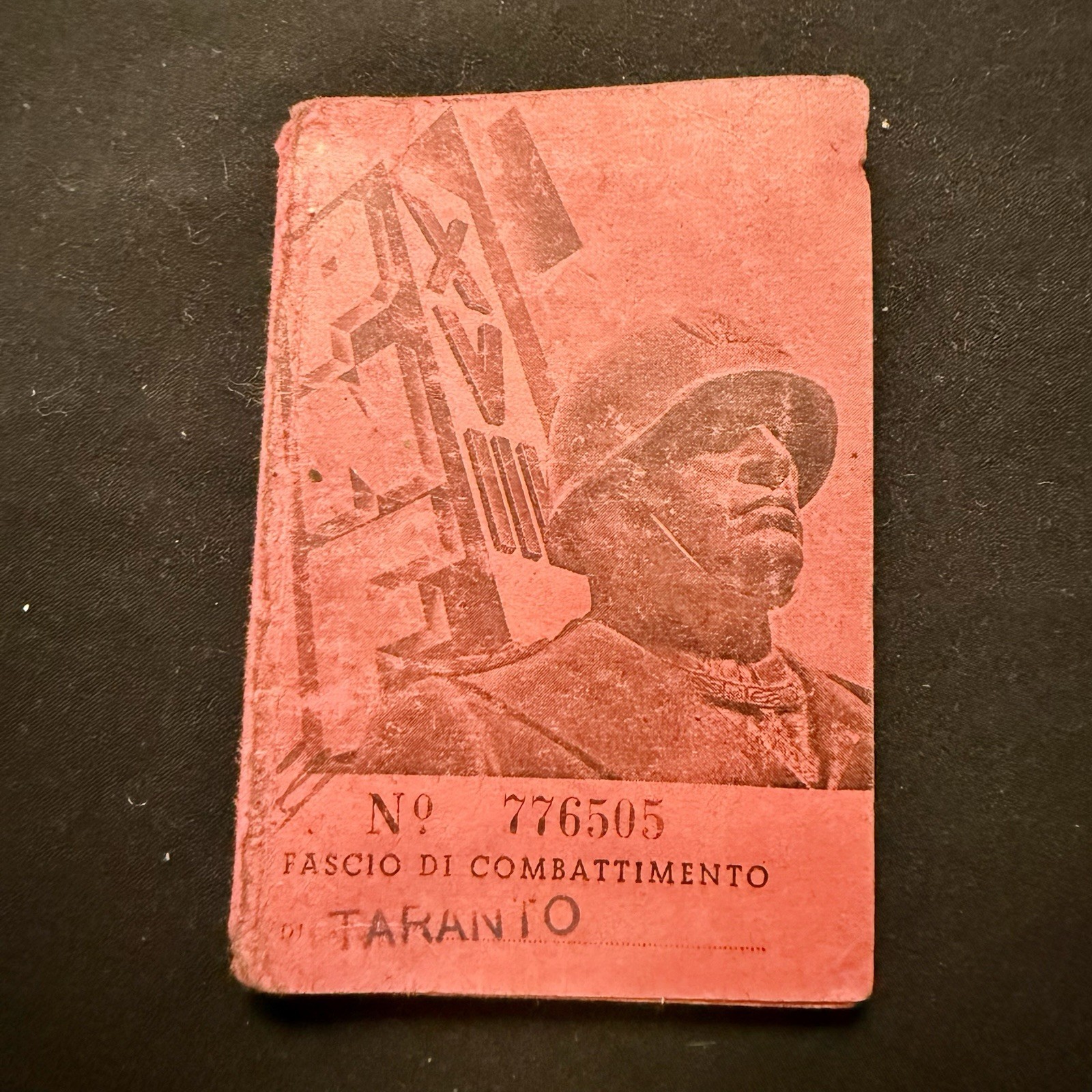 Original WWII Italian Fascist Party Member Card Fascio Di Combattimento