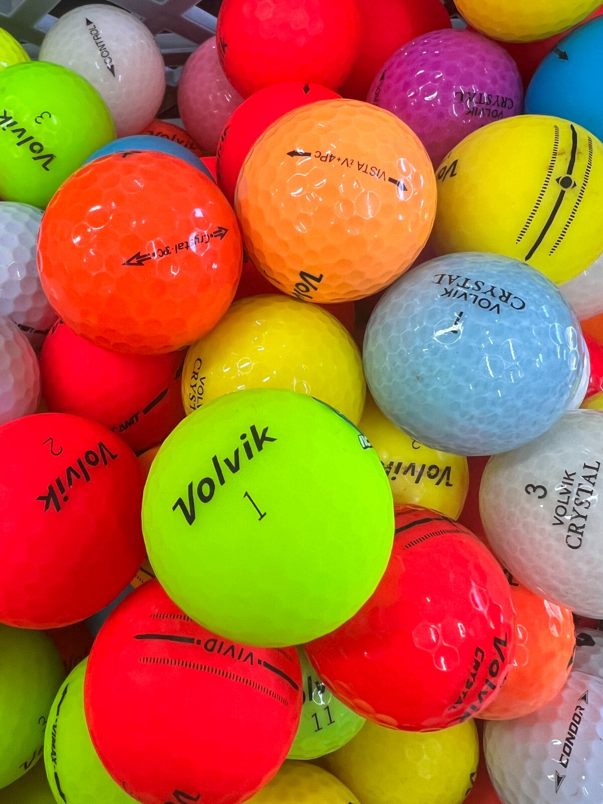 100 Premium AAA Volvik Colored Used Golf Balls....Vivid and Colors Included