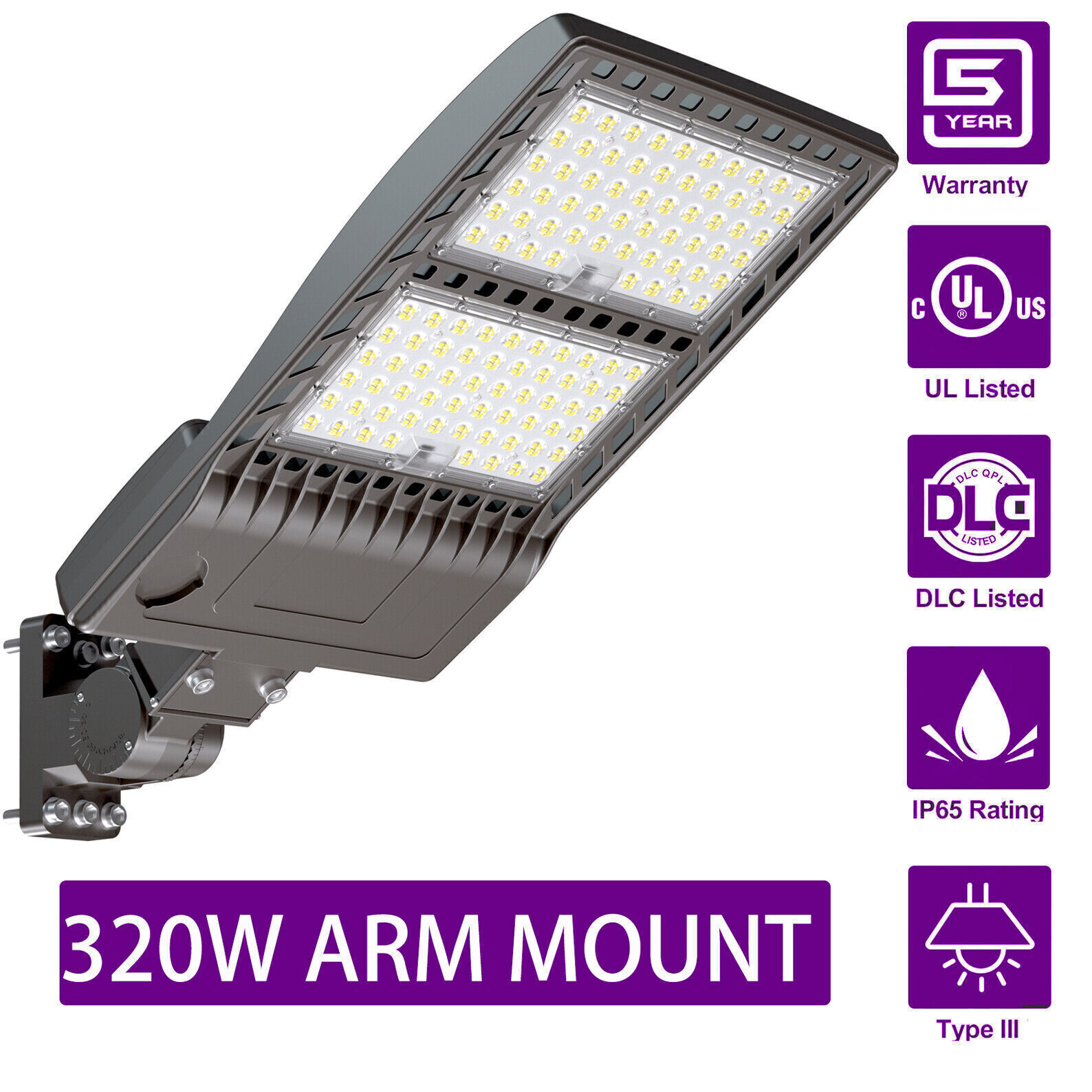 LED Parking Lot Light 320W For Residential Area Commercial Industrial Lamp 5000K