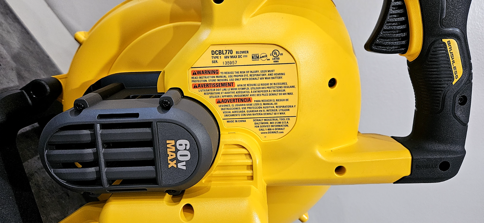 DeWalt FlexVolt 60V Max Cordless Handheld Blower - DCBL770B