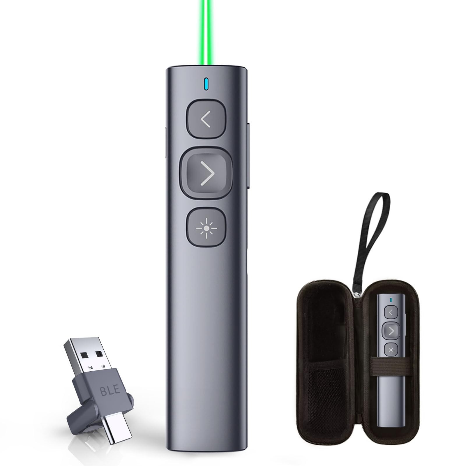 Wireless Presentation Clicker, N95 Remote Slide Advancer, Rechargeable USB Point
