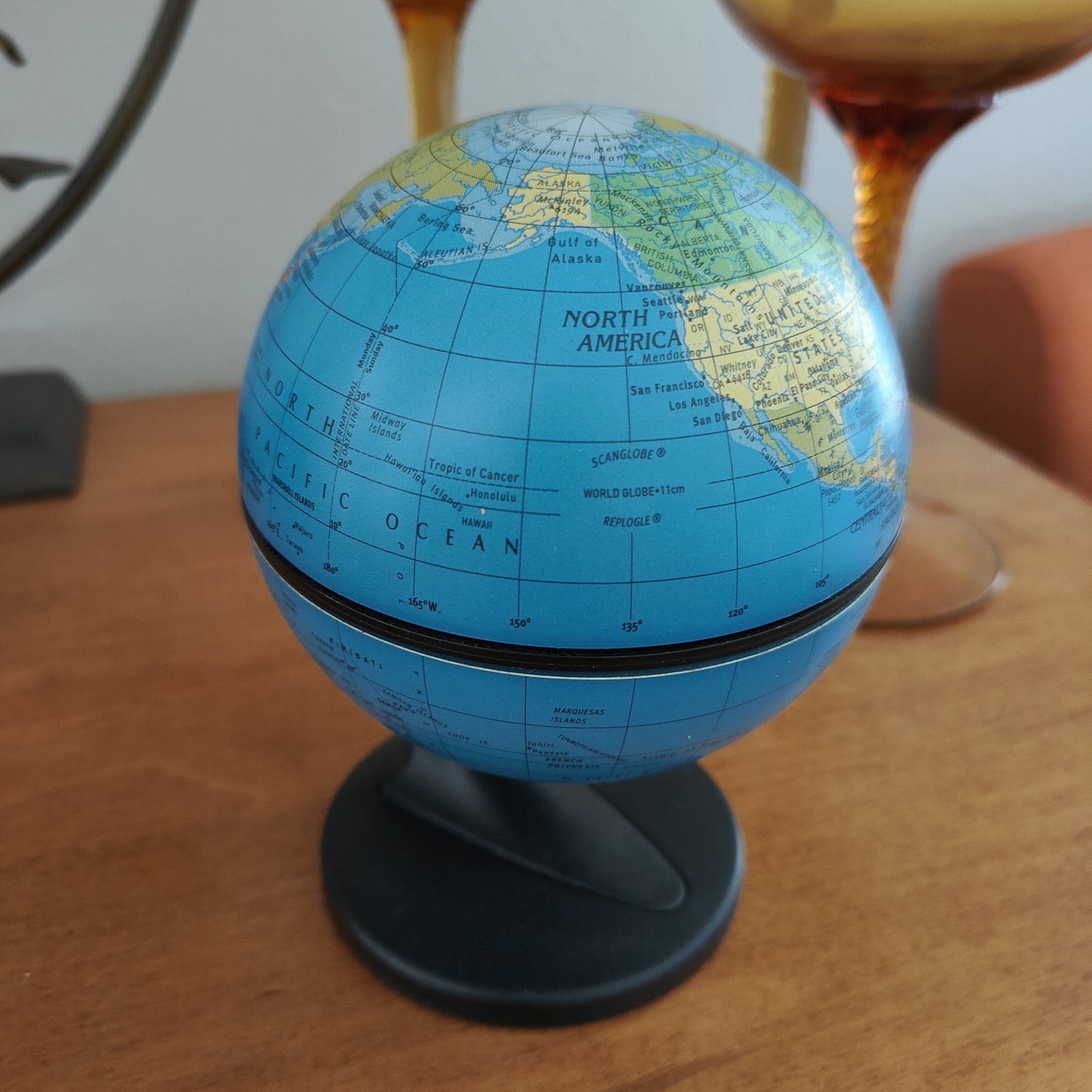 Replogle World Mini Globe 2001 Desktop 4" Diameter/5.5” Tall Dual Direction Spin