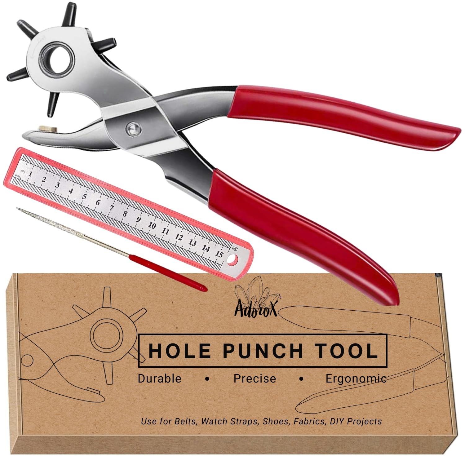 Heavy DUTY Revolving Leather Hole Punch 6 Sizes