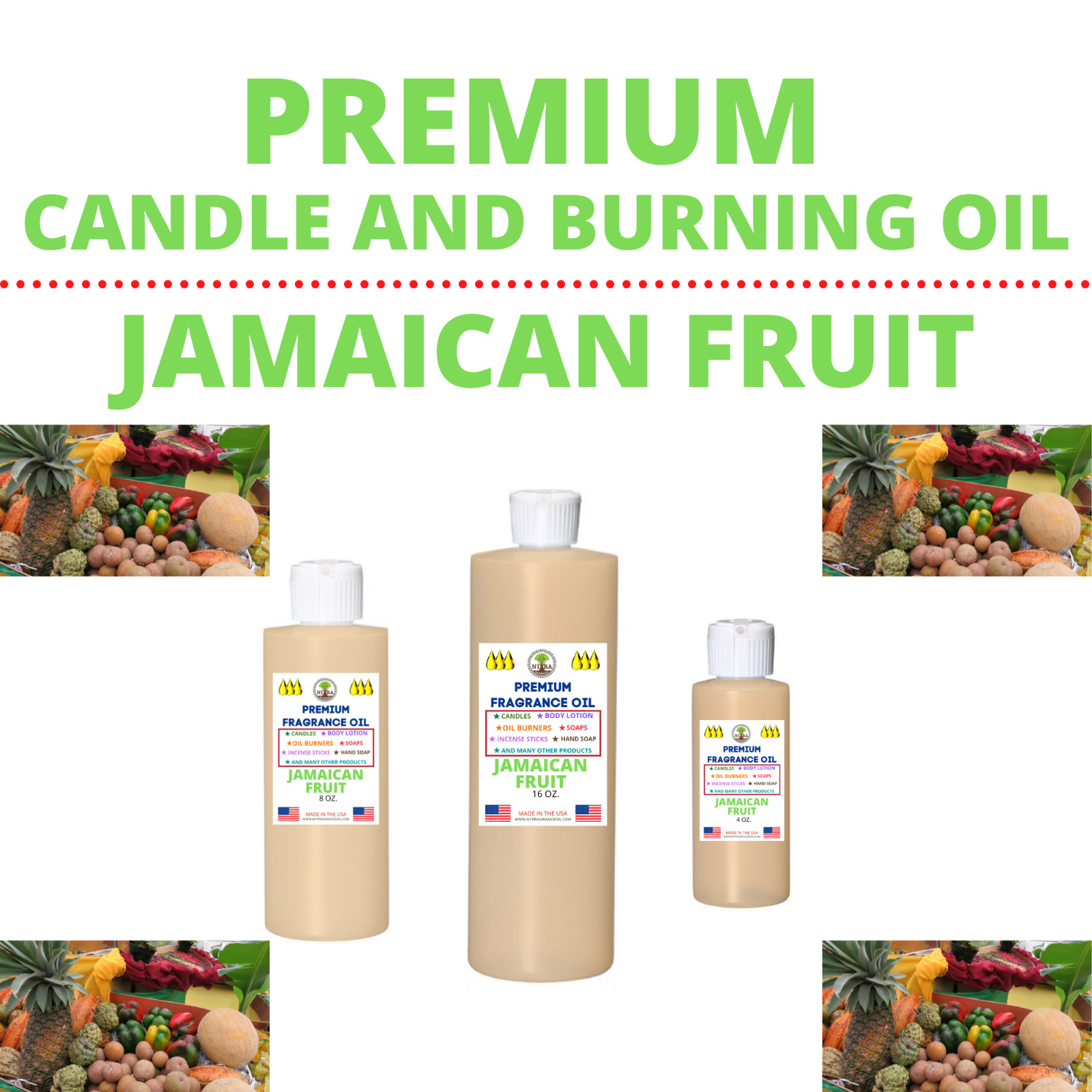 JAMAICAN FRUIT- Fragrance Oil For Soap Burning Bath Bomb Candle Incense making