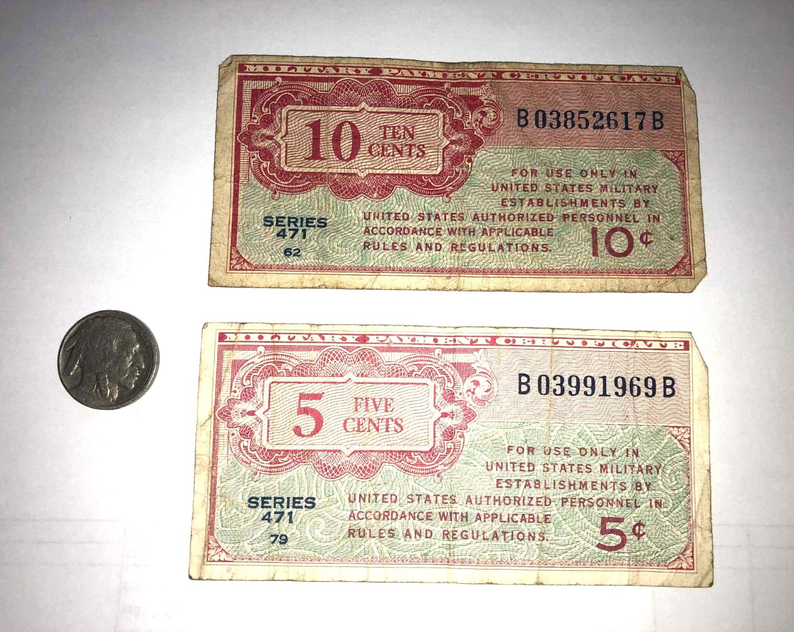 Two WWII U.S. Military Series 471 Payment Certificates