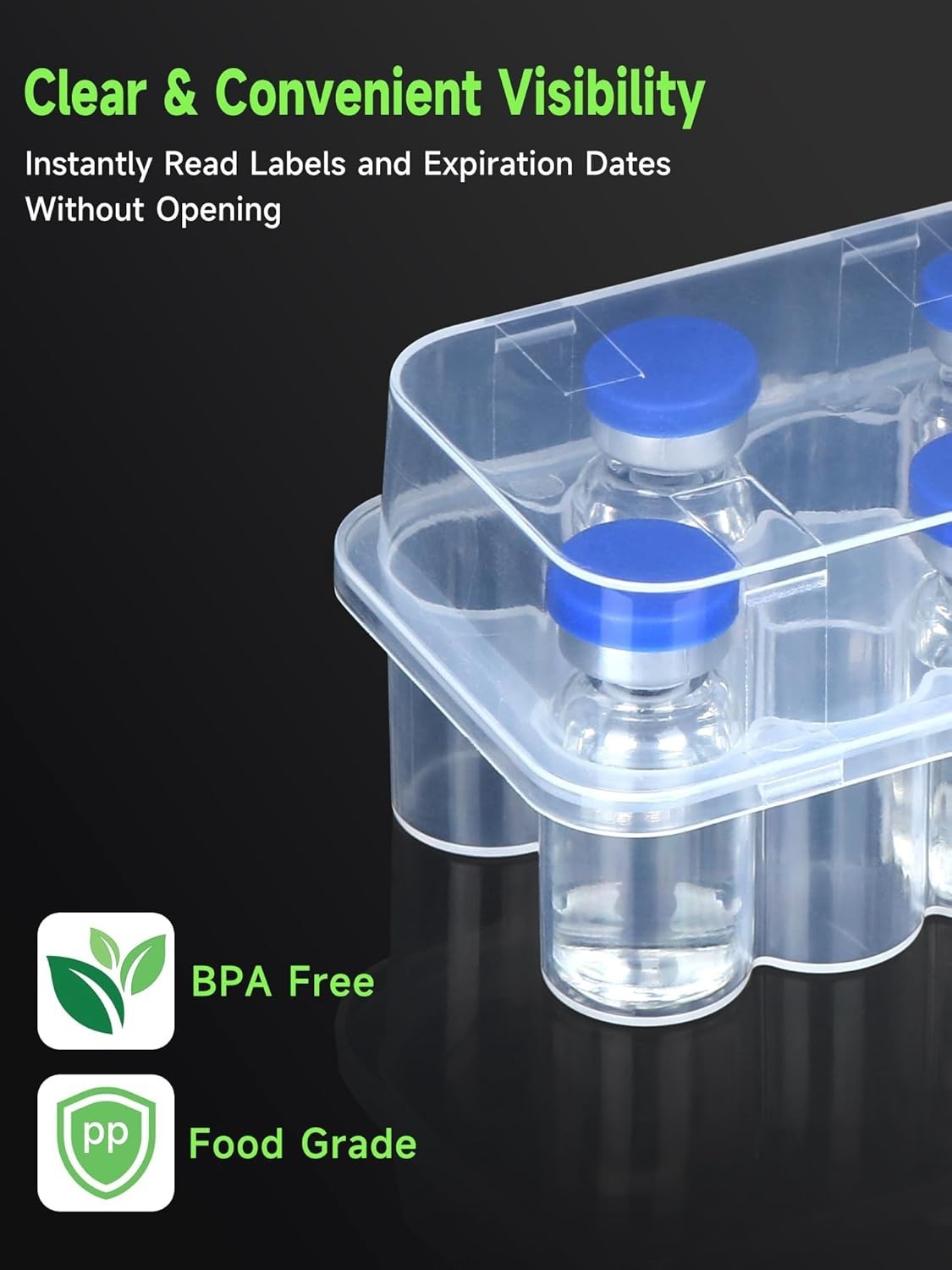 10-Slot 3ml Insulin Vial Storage Case - Secure & Transparent Organizing Solution