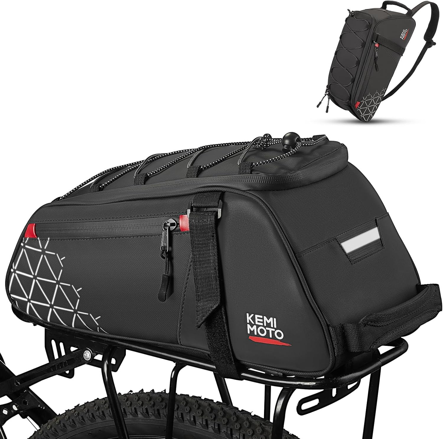 Rear Bike Rack Bag - 8L PVC Water Resistant Ebike Bags for Bicycle Rear Rack, Bi