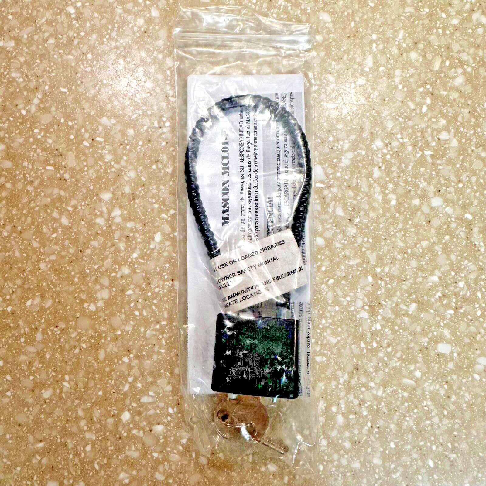 Mascon MCL01-P Black Cable Gun Lock W/ Instructions & 2 Keys NEW 5"