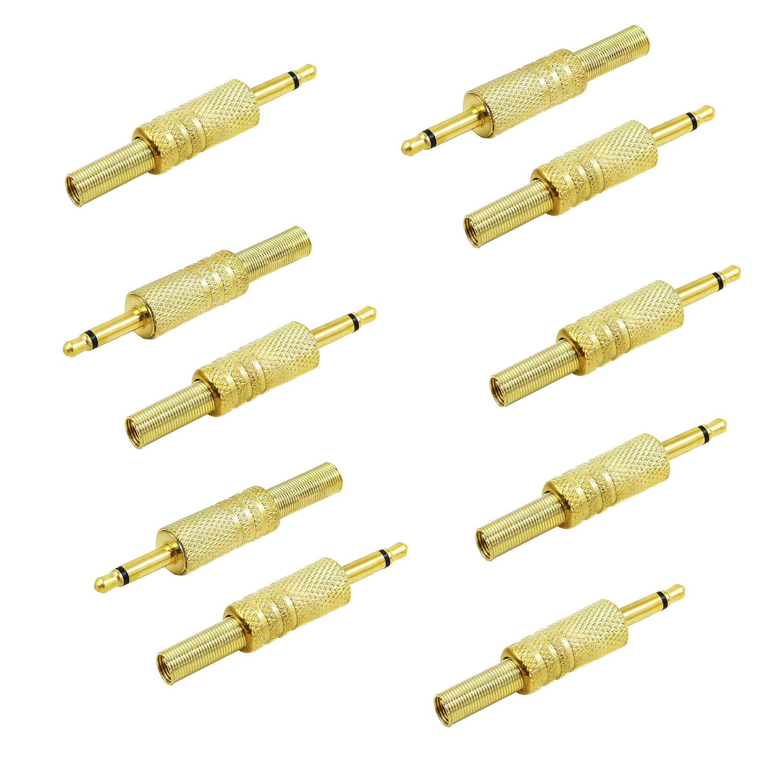10pcs 3.5mm 1/8" Mono Male Plug Audio Cable Solder Gold TS Adapter Connector DIY