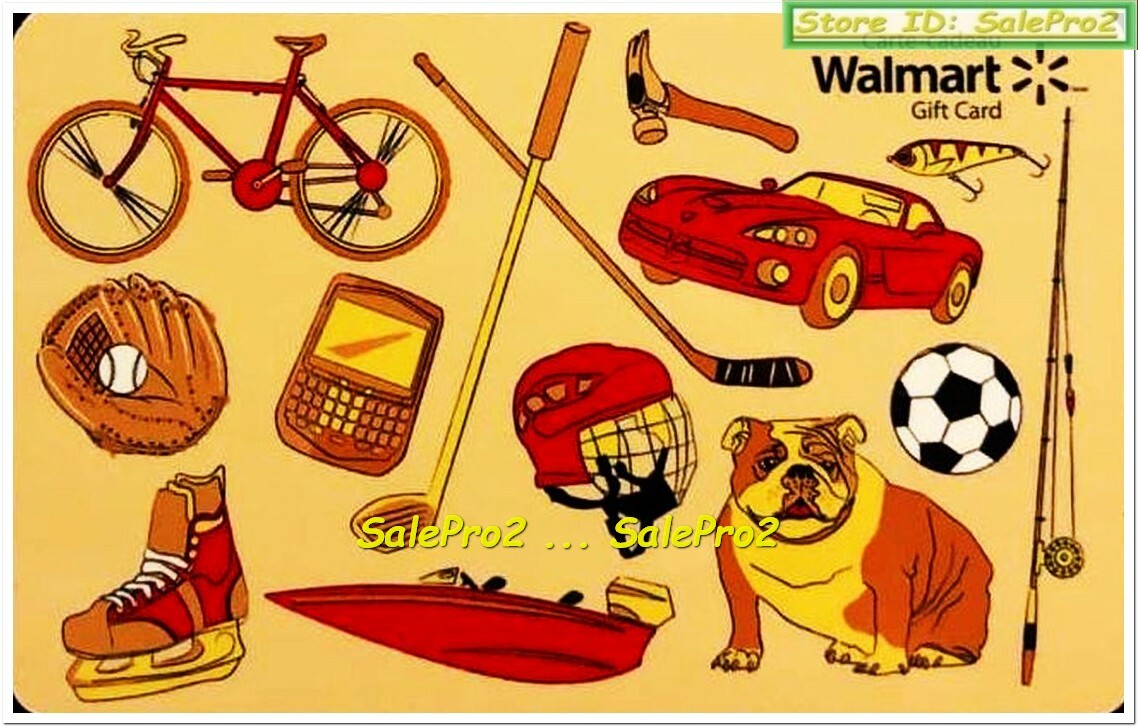 WALMART BIKE PORSCHE BASEBALL GLOVE HELMET SOCCER BALL DOG COLLECTIBLE GIFT CARD