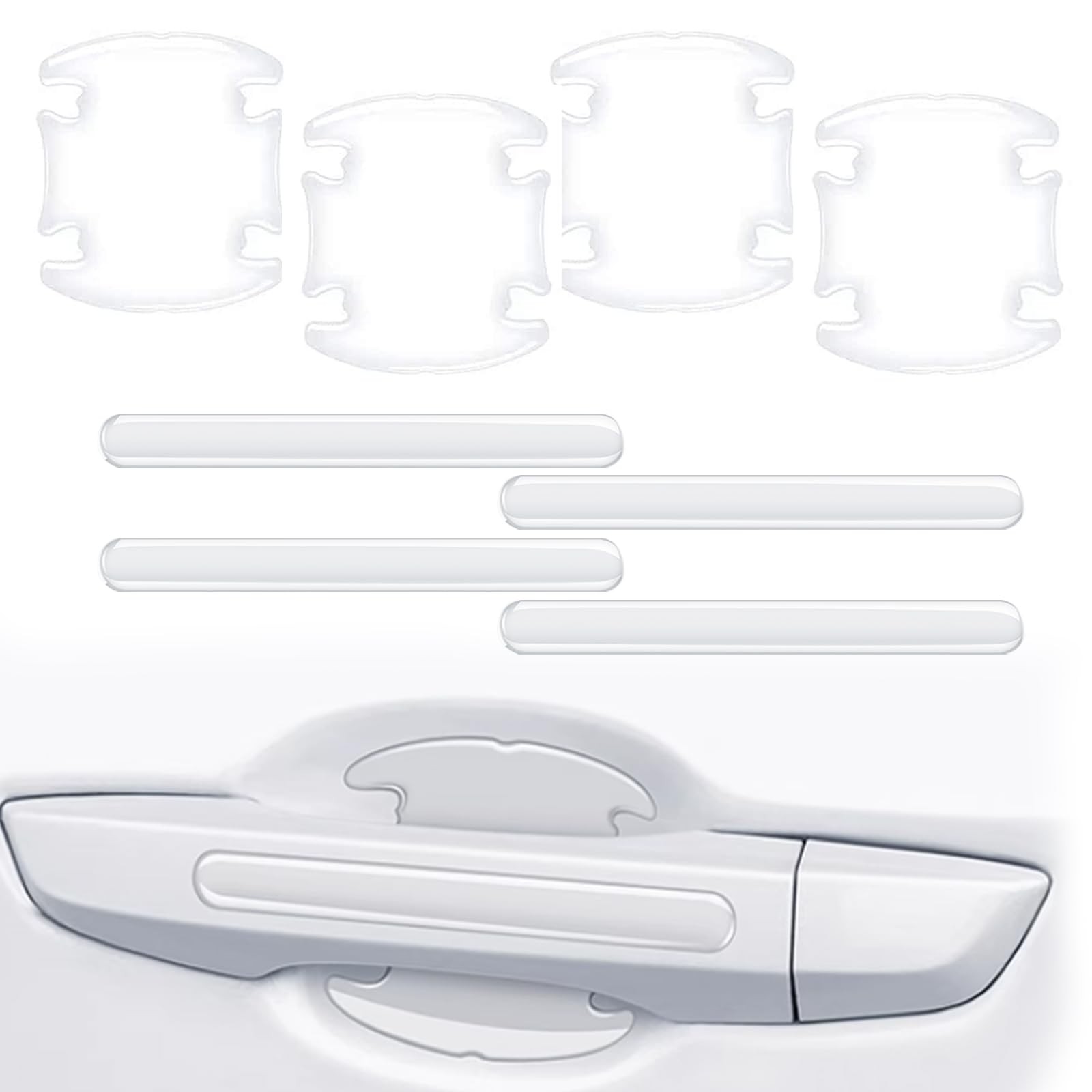 8Pcs 3D Transparent Car Door Handle Scratch Protector, Universal Bowl 8 pcs