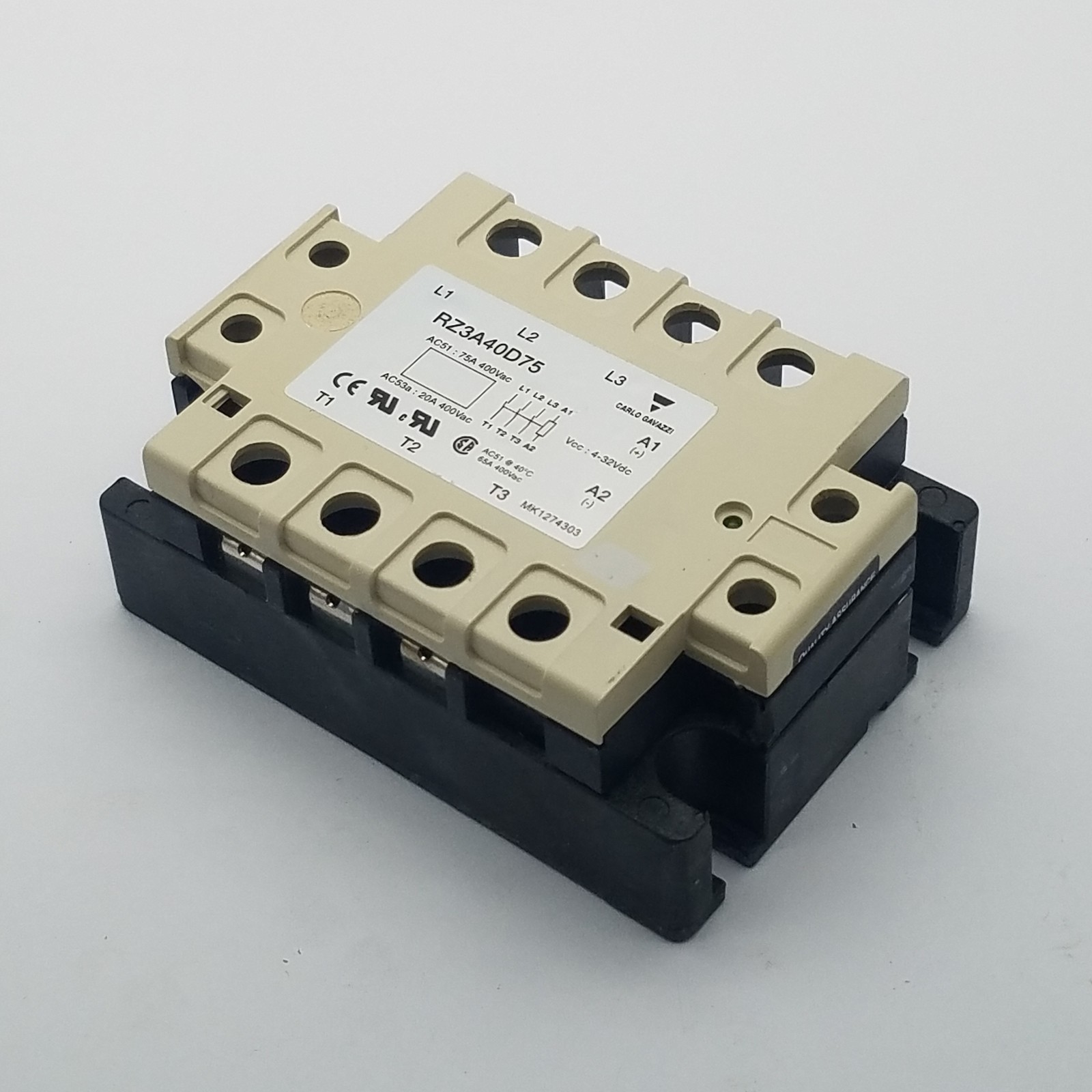 Carlo Gavazzi RZ3A40D75 Solid State Relay, 20/75A, 400VAC, 4-32VDC - PARTS ONLY