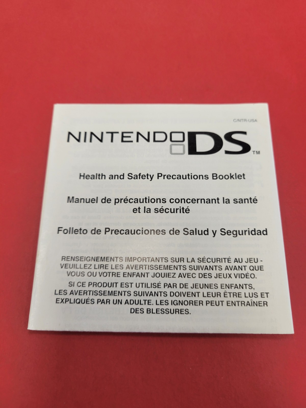 Nintendo DS Authentic Health & Safety Precautions Manual Booklet Only 55878C