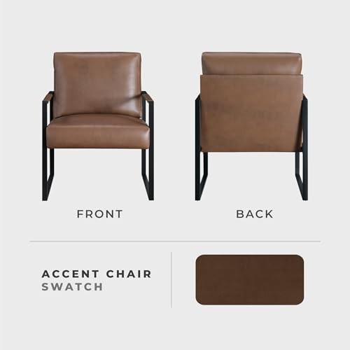 Modern Accent Chair, Faux Leather Upholstered Living Room Chair with Wrapped