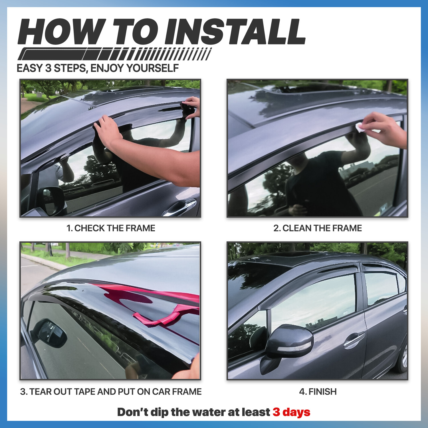 Tape-On Window Visor Vent Wind Deflector for 99-07 Chevy Silverado Extended Cab