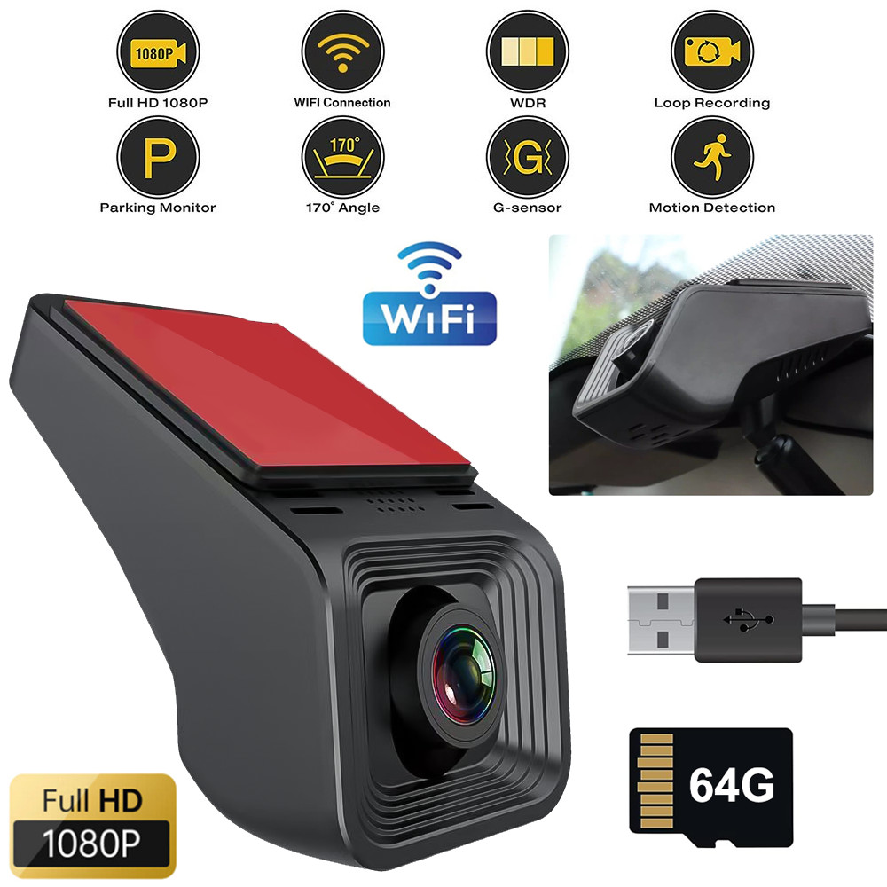 Front Dust Proof Durable Wifi Dash Camera DVR 64G F Universal Android Car Stereo
