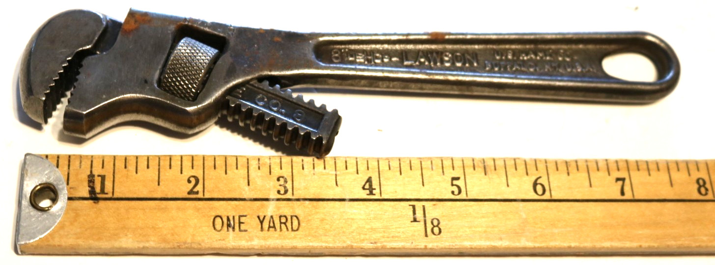 Vintage Lawson U.S. HAME Co. 8" Offset Jaw  Pipe Wrench Buffalo NY USA NICE!
