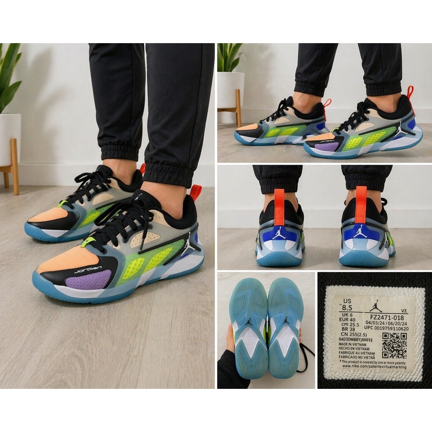 JORDAN Heir Womens Basketball Shoe Multi Color Mesh FZ2471-018 Size 8.5