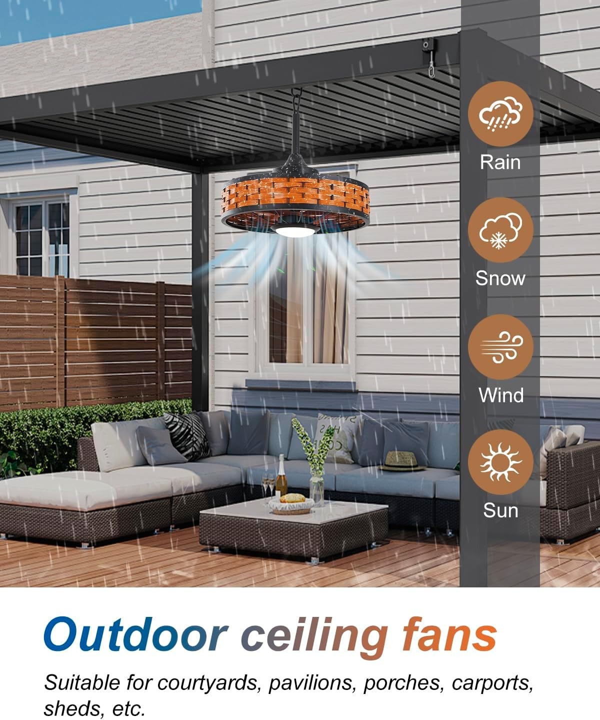 Bladeless Ceiling Fan with Light Remote,LED Ceiling Fans with App Control Patio