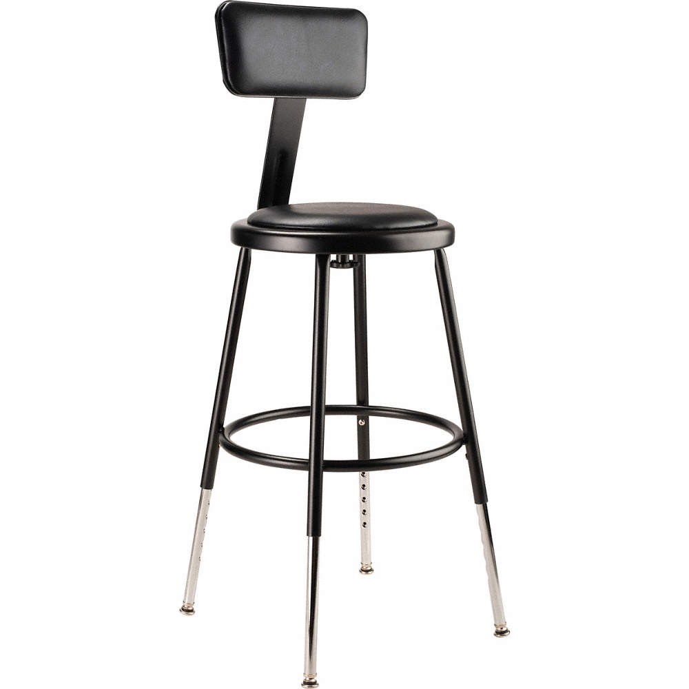 NATIONAL PUBLIC SEATING  Blk Vinyl Stool Back,19-27"H,Stationary 810U06