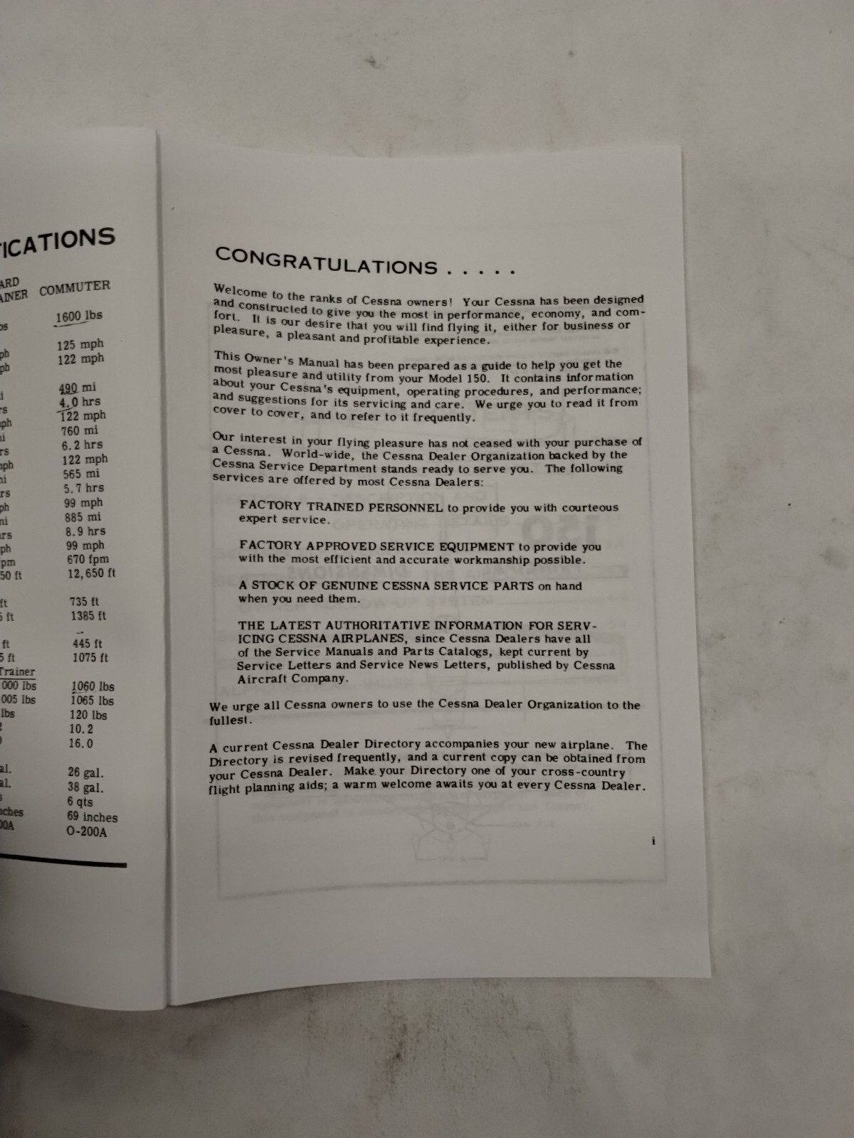 Cessna 1966 Model 150F Owner's Manual-Reproduction.
