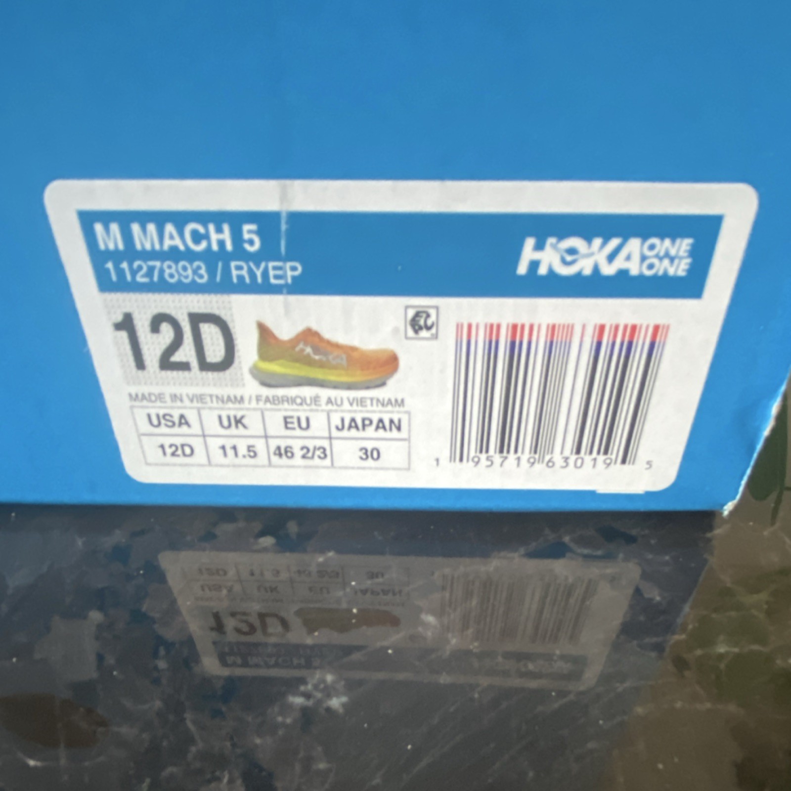 HOKA Mach 5 Men's Running Shoes Orange Yellow Mesh US 12D 1127893