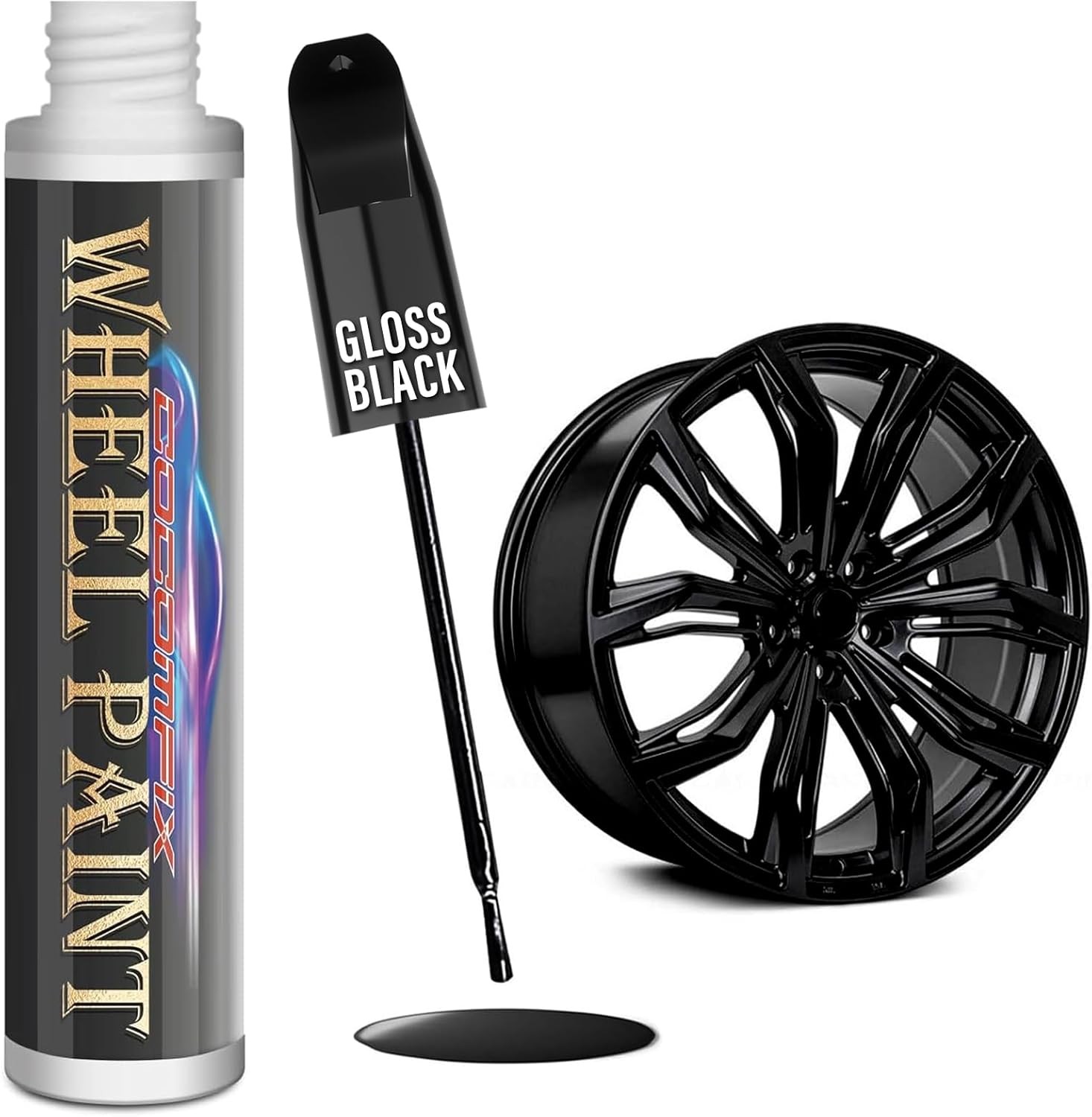 cocomfix Gloss Black Rim Touch Up Paint, 1 Fl Oz (Pack of 1),