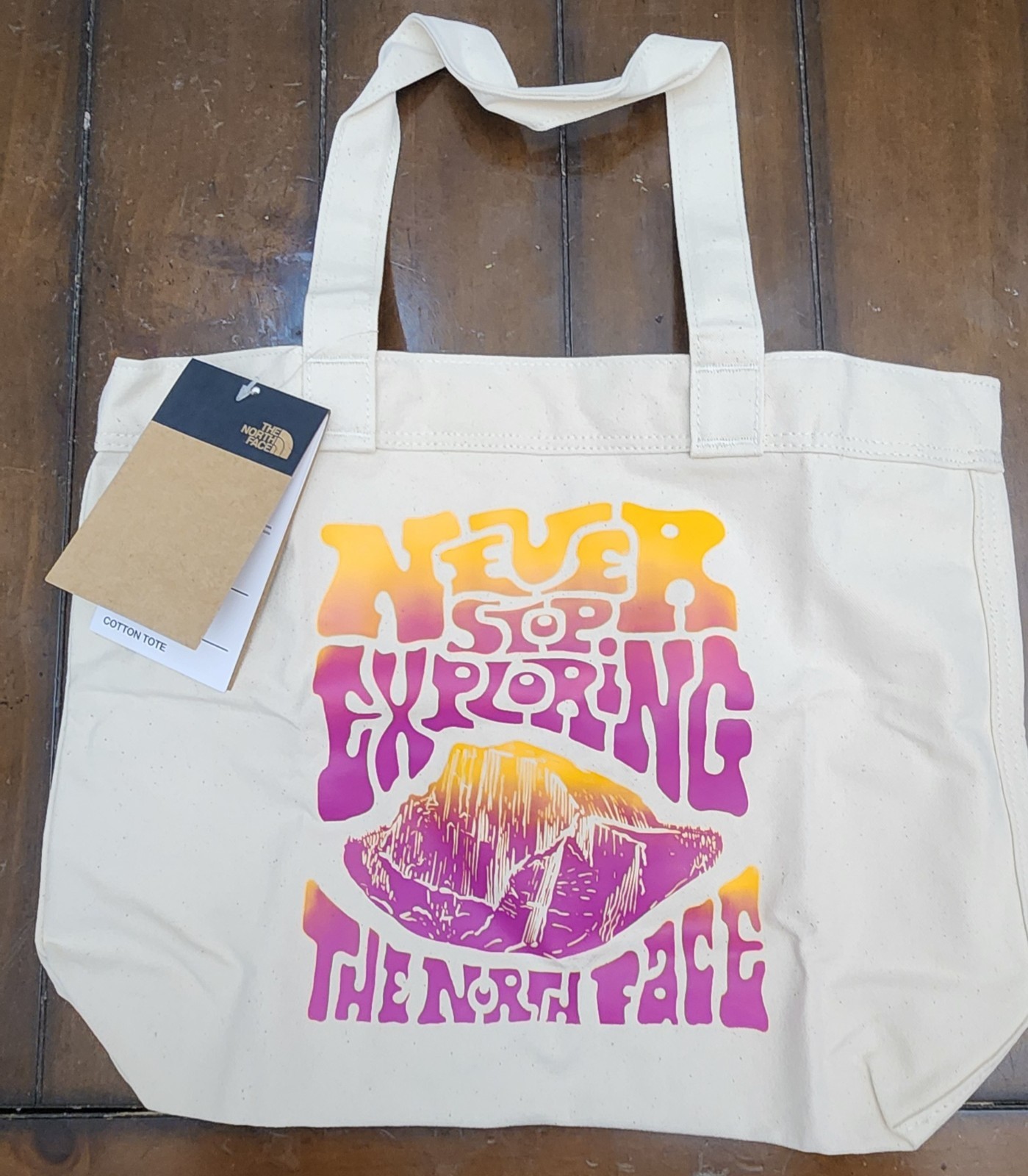 The North Face Cotton Tote Bag- Never Stop Exploring Natural Cotton Shopper