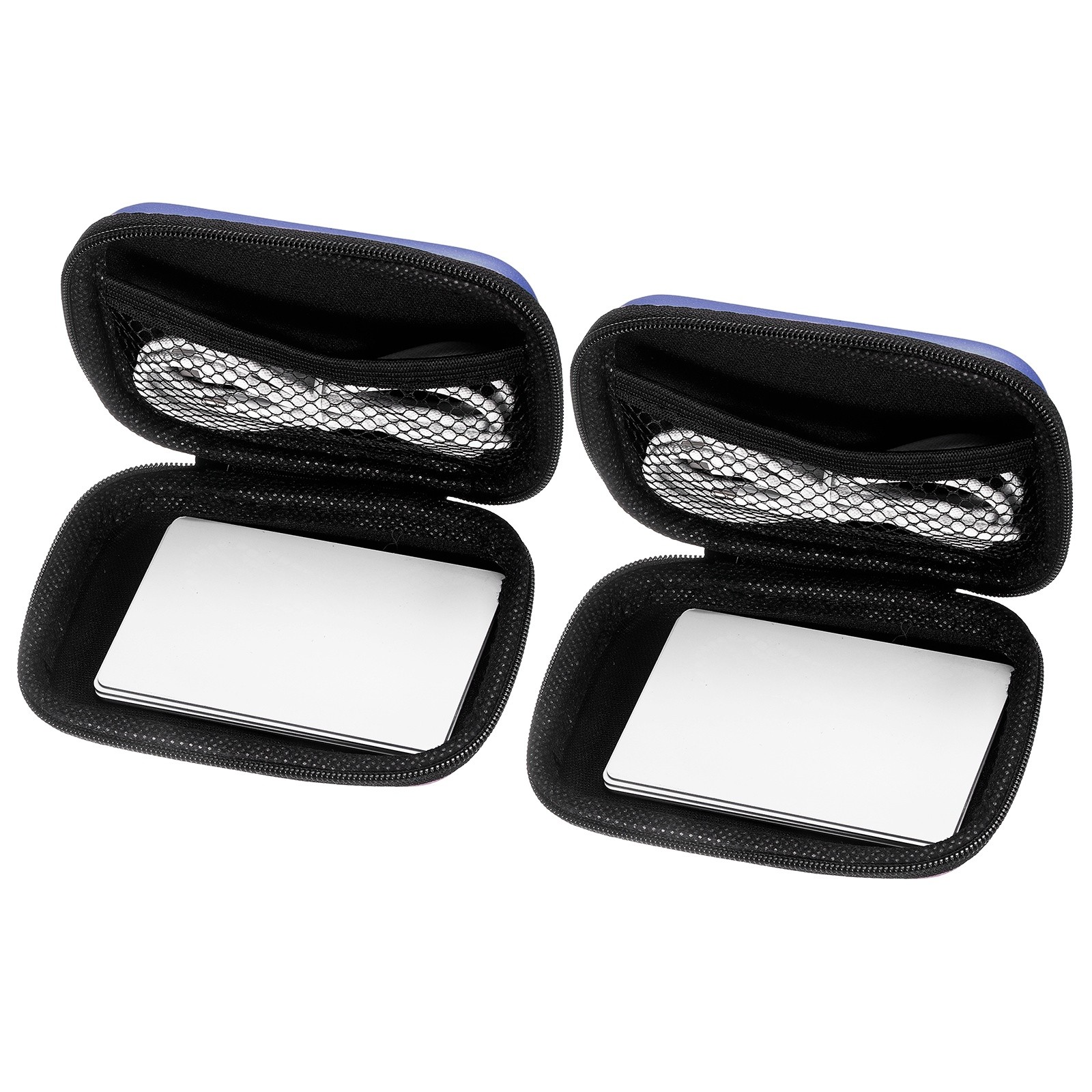 2Pcs Protective Travel Case Dark Blue Rectangle Small Hard EVA Case