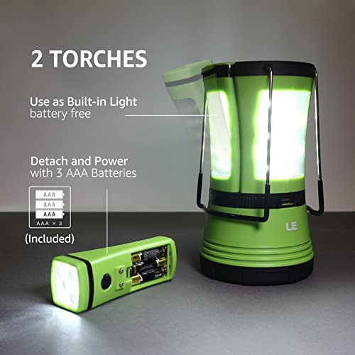 LE LED Camping Lantern Rechargeable, 600LM, Detachable Flashlight, Camping Es...