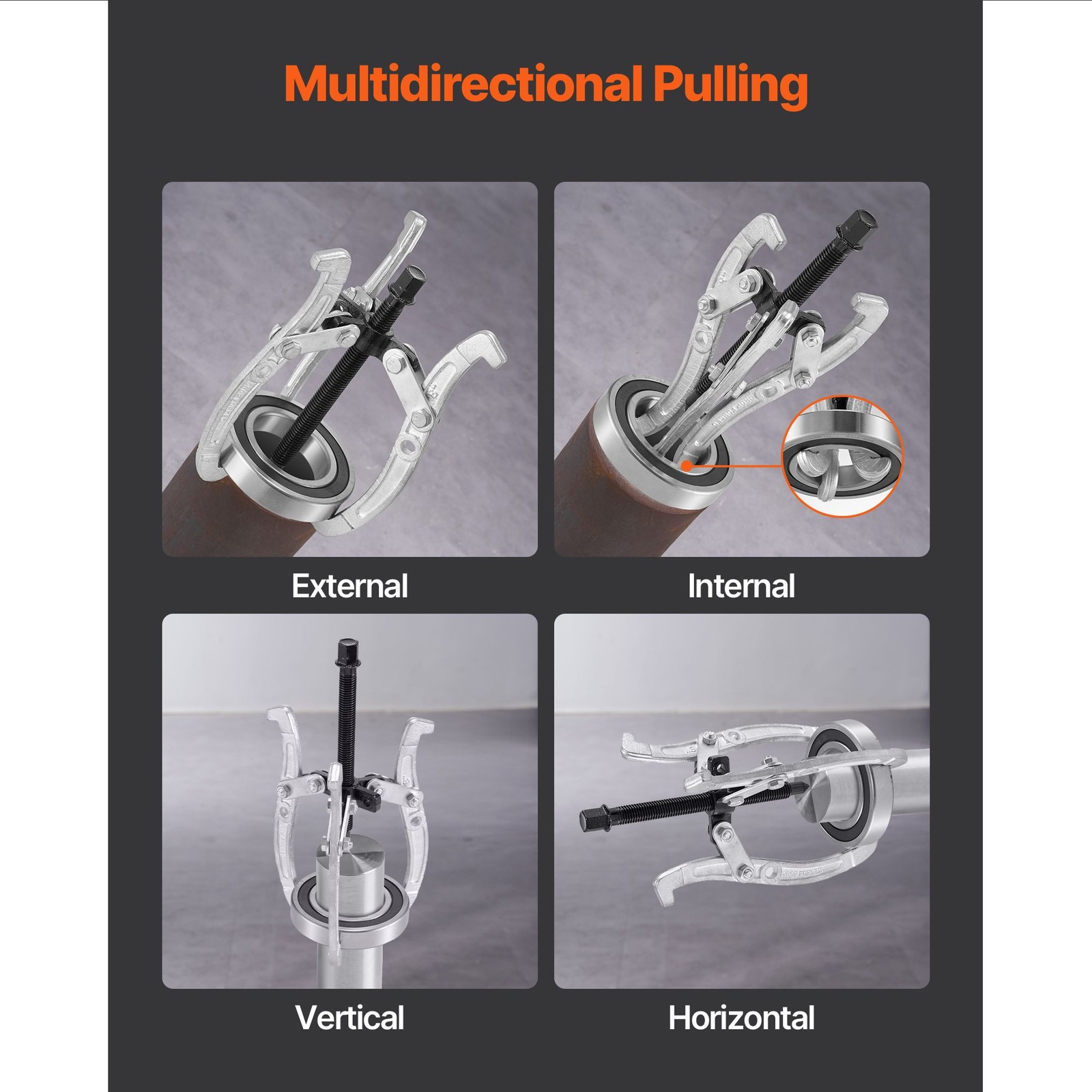 3 Jaw Bearing Puller Set, 4 Piece Heavy Duty Gear Puller Tool Kit
