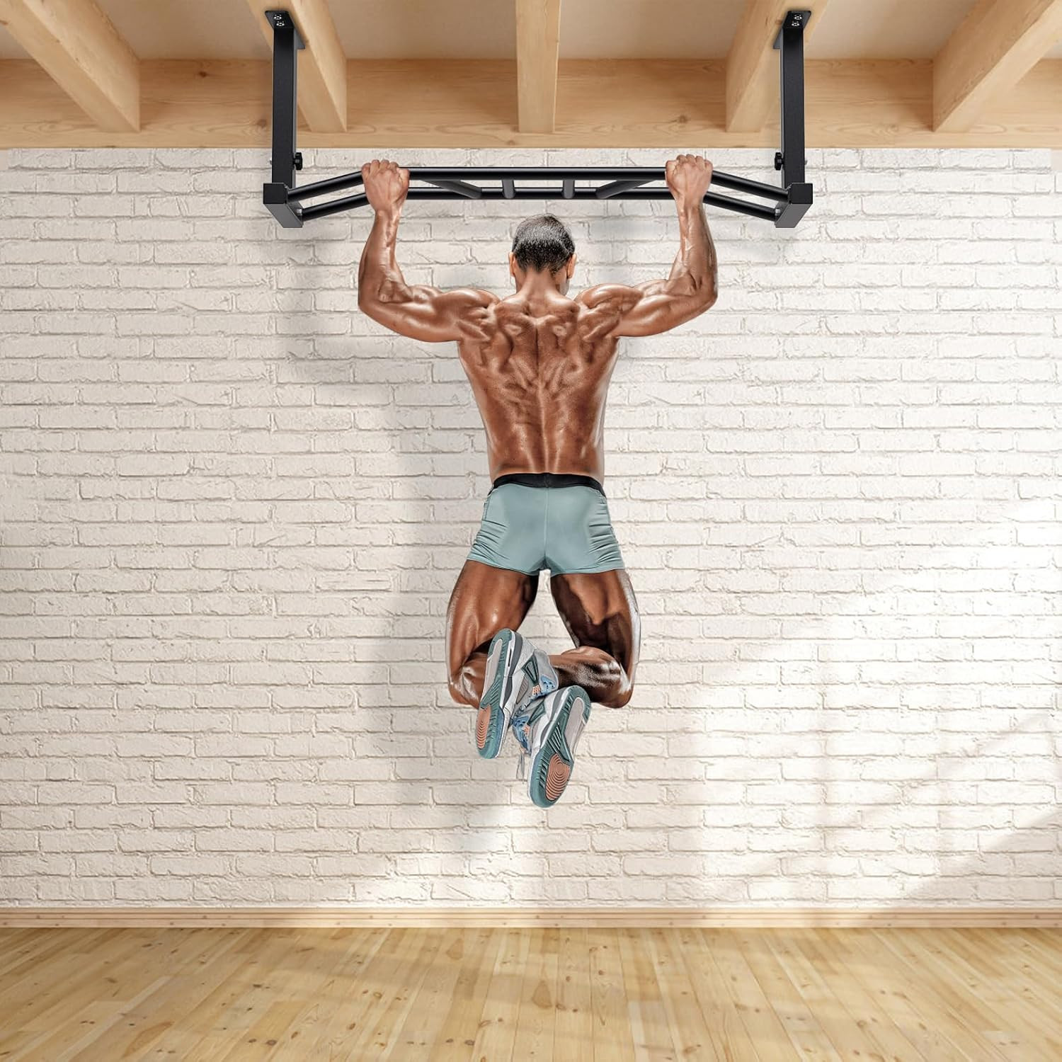 48" Ceiling Mounted Pull up Bar, Heavy Duty Multi-Grip Chin up Bar,Mounted Pullu