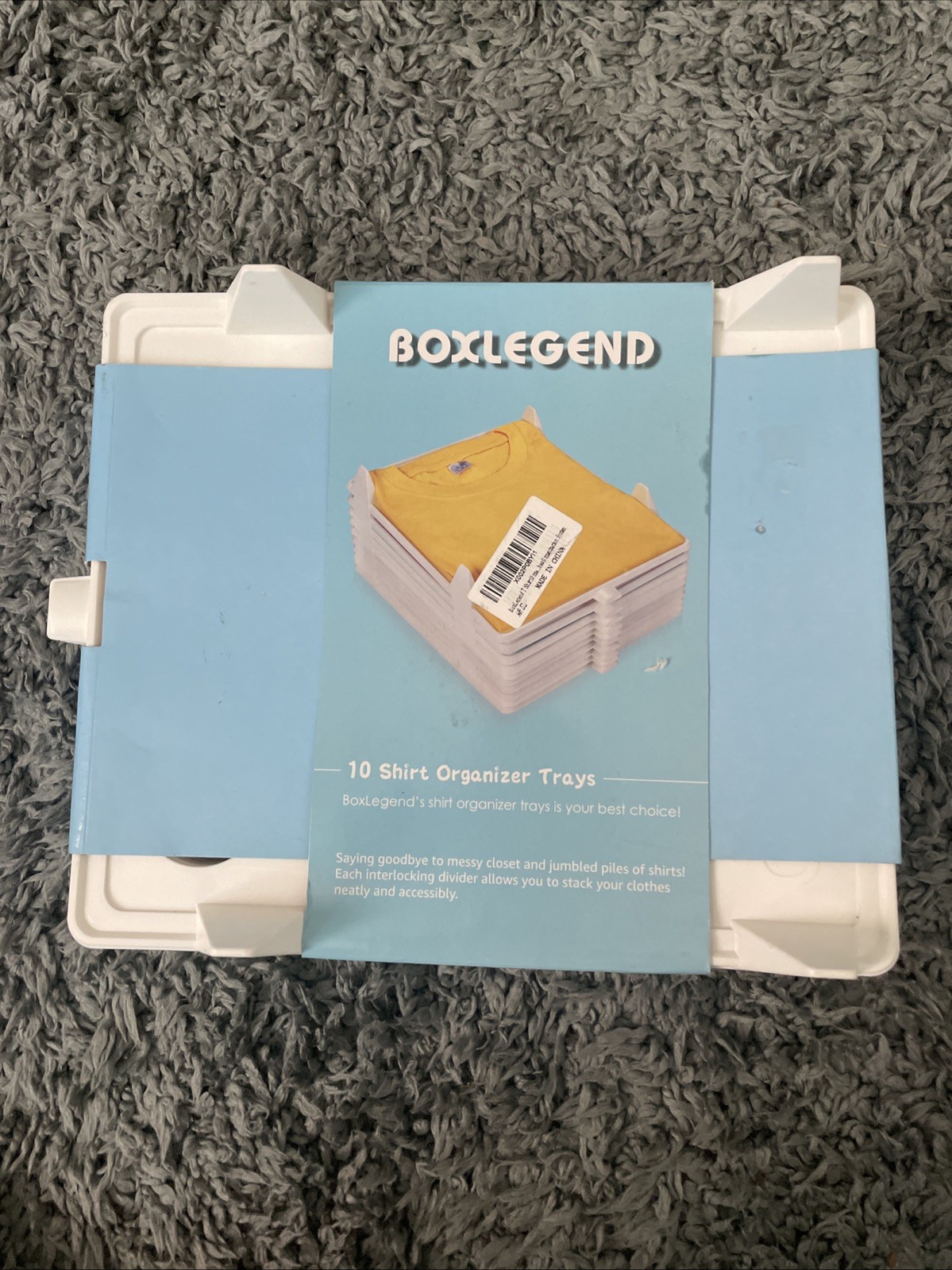 BOXLEGEND 10‑Pack Shirt Organizer Trays – NEW – Closet Stacking System
