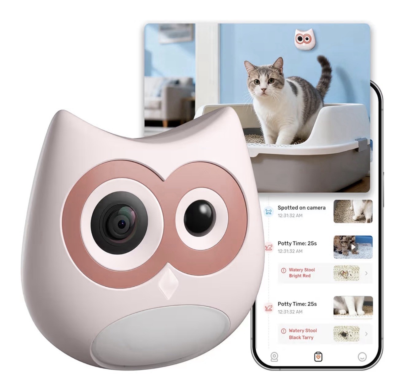 Litter Box Camera – AI Cat Health Monitoring, Records Toileting Behavior,