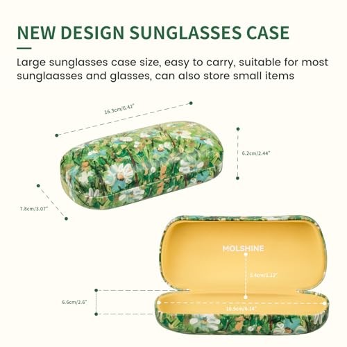 Hard Shell Sunglasses Case, Classic Large Glasses Case for Yellow Daisy