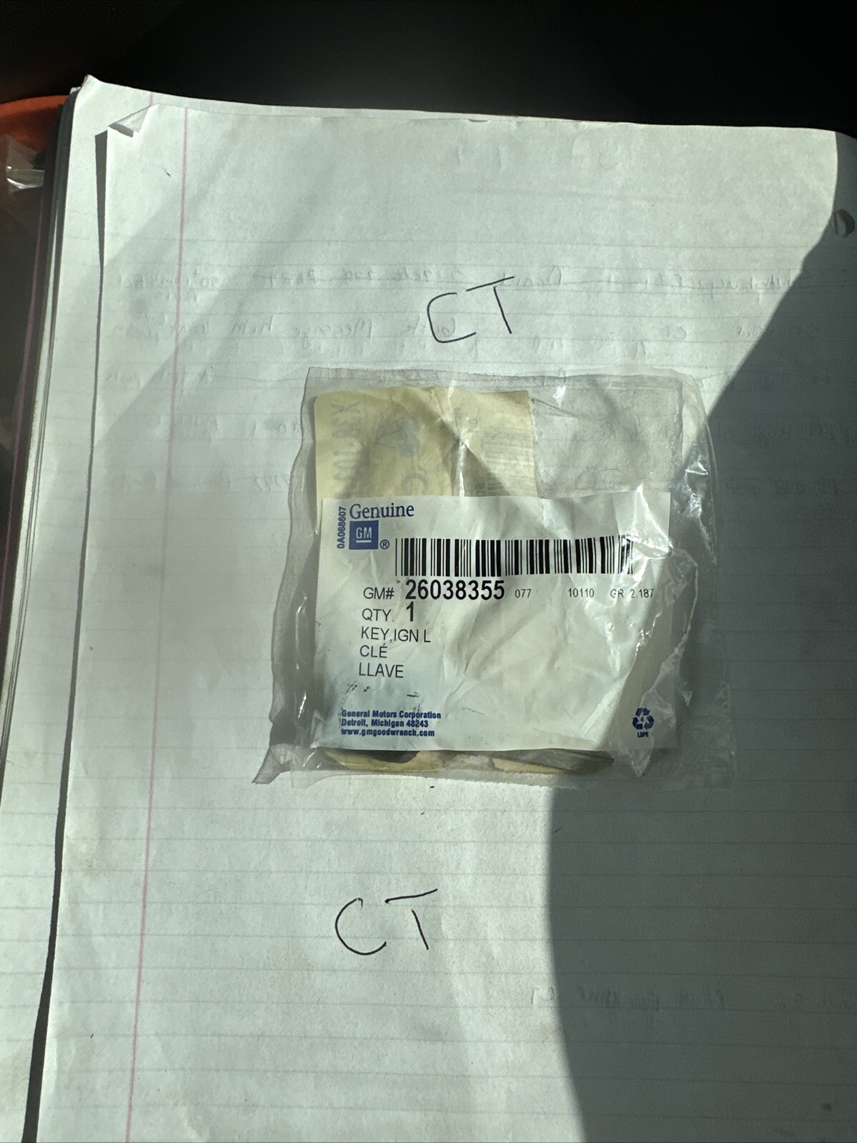 Genuine GM Ignition Key 26038355