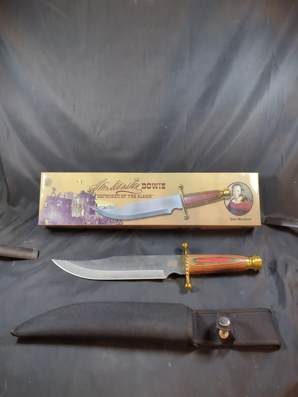 Chipaway Cutlery Sam Houston Bowie SS Blade  Wood Handle 15" Defender Alamo Rare