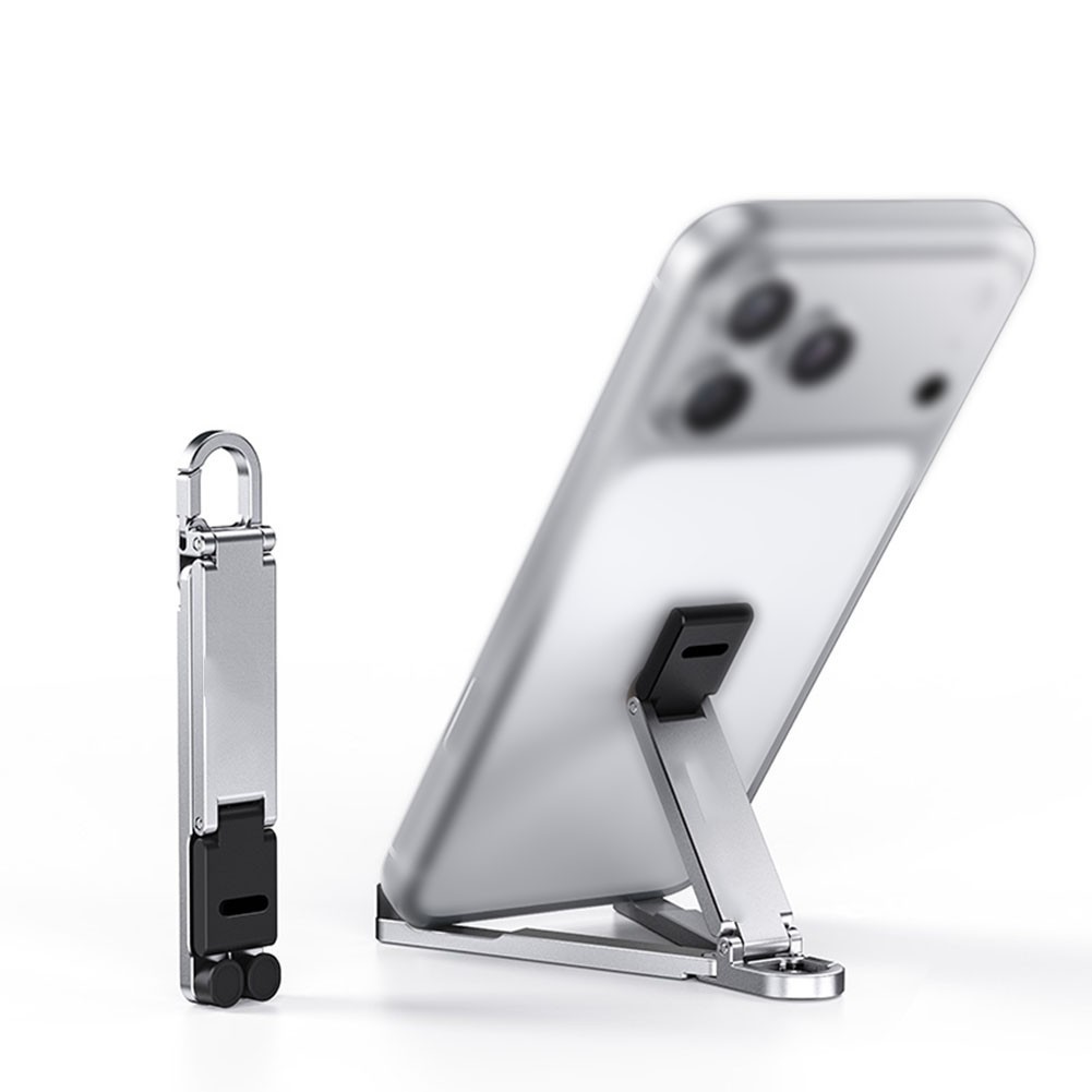 Triangular Foldable Phone Holder with Keychain - Aluminum Stand for Travel Use